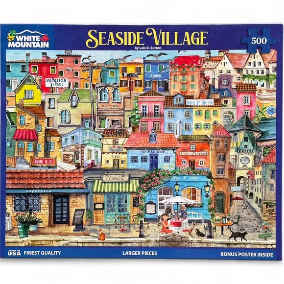White Mountain Other - White Mountain Seaside Village Puzzle - Larger Pieces Colorful 500 Pieces